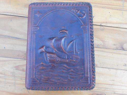 VINTAGE LEATHER BOUND CIGAR / CIGARETTE WOODEN BOX