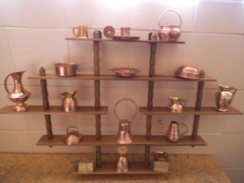 5 TIER WOODEN WALL SHELF + STUNNING COPPER MINIATURES