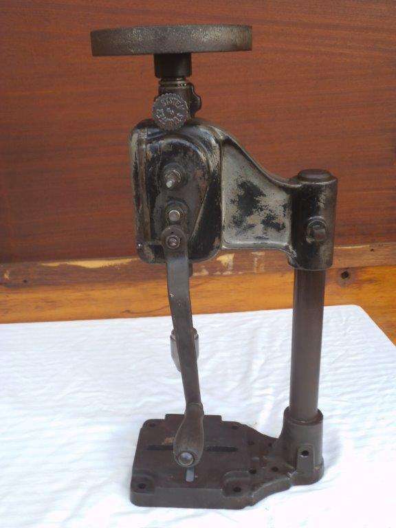ANTIQUE D.R.G.M. BENCH TOP HAND CRANK DRILL PRESS