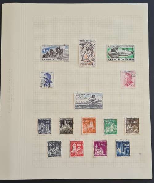 Czechoslovakia - Small collection on 9 pages + singles
