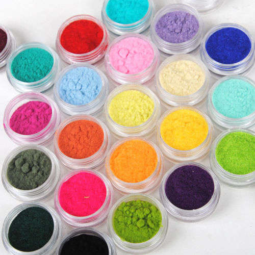 24pcs Colors Nail Art Glitter Velvet Flocking Powder for Acrylic liquid UV Gel