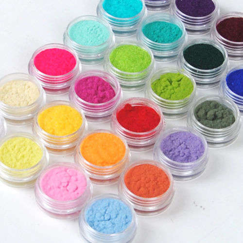 24pcs Colors Nail Art Glitter Velvet Flocking Powder for Acrylic liquid UV Gel