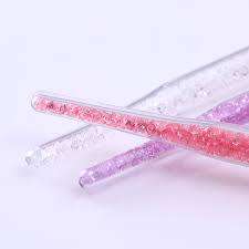 NAIL ART DUSTING BRUSH -PINK RHINESTONES IN HANDLE