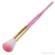 NAIL ART DUSTING BRUSH -PINK RHINESTONES IN HANDLE