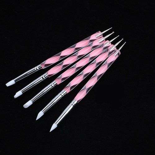 1 x 2 Way Nail Art Silicone Brush Drawing Pen Marbleizing Dotting Manicure Tool-SOLD PER ONE