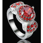 Hot Lady/Women's Silver 14KT White Gold Filled Ruby Wedding Ring Gift size 6