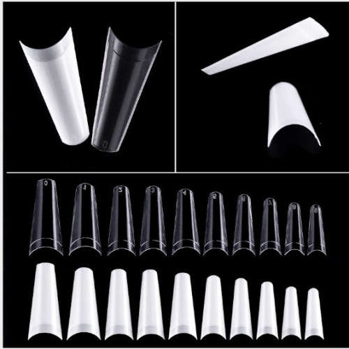 Half Cover Coffin Tips 100pcs - CLEAR