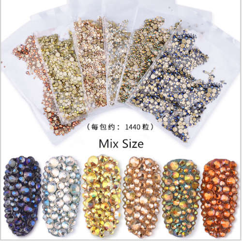 1440pcs Mix Size AB Diamonds Flat Bottom
