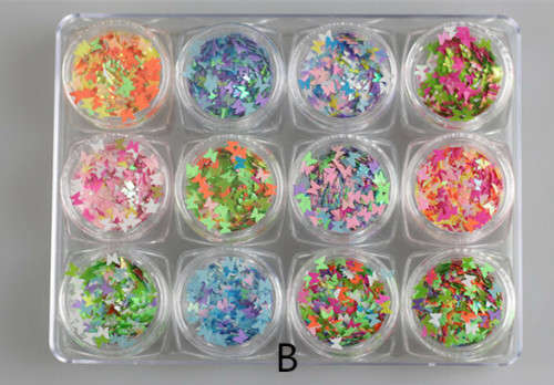12 Colors Butterfly Nail Art