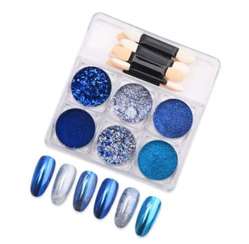 Powder  Glitter Set 6 pcs with brush - BLUE