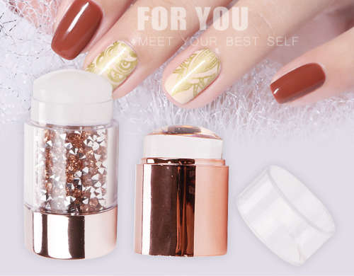 Silicone Diamond Handle Double Heads Stamper 8.5cm MESSAGE COLOR - ROSE GOLD OR SILVER