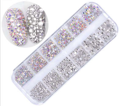 12grids Silver Base white+AB Daimonds 1440pcs