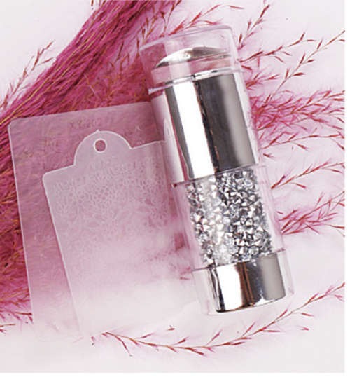 Silicone Diamond Handle Double Heads Stamper 8.5cm - Silver