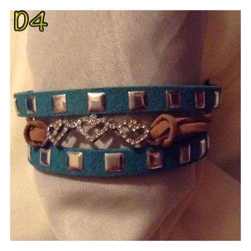 BLUE/BROWN 3 HEARTS BRACELET