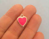 SILVER-TONE-ENAMEL HEART PINK