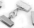 ANTIQUE SILVER-LEATHER ENDS WITH LOBSTER-SOLD PER PC-35X5MM