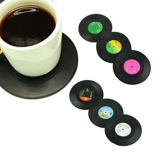 VINYL COASTERS SET OF 6 DRINKS COASTERS