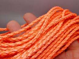3MM ROUND LEATHER CORDS-ORANGE- SOLD PER METER