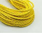 3MM ROUND LEATHER CORDS-YELLOW- SOLD PER METER