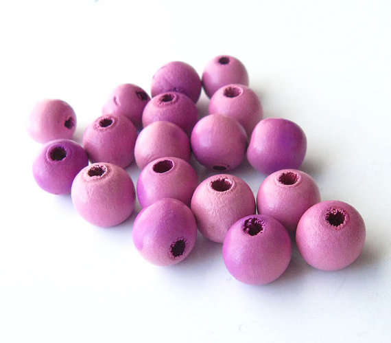 WOODEN BEADS 10MM - 20PC -PER PACKET-L PURPLE