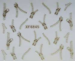 NAIL ART - SILVER - ZIPPER STICKERS
