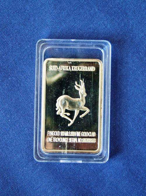 *** SOUTH AFRICA 1 OZ KRUGERRAND 24CT GOLD CLAD BAR  *** - BIDDING STARTS @ R1