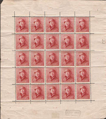 Belgium 1919 - King Albert - 10c Full Sheet MNH !!! Hart to find - fair condition see scan below