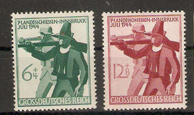 German Empire 1944  Mi 897-8  - Tiroler Crossbowman -Prev. hinged  - full set - MH-  as per scan