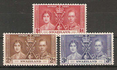 Swaziland 1937 Coronation of King George V and Queen Elizabeth - 24-26 -MNH - as per scan