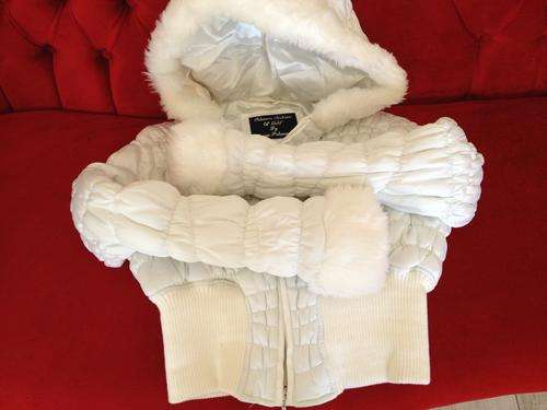 Sexy White warm hooded short crop Jacket