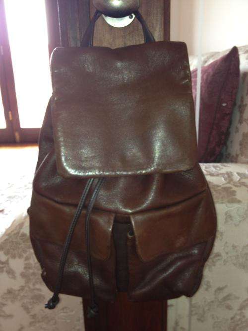 Brown soft real leather back pack