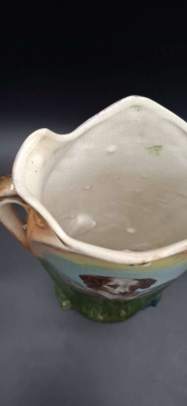 Ornate Victorian Period Vase with Dogs painted on one side Flowers on other