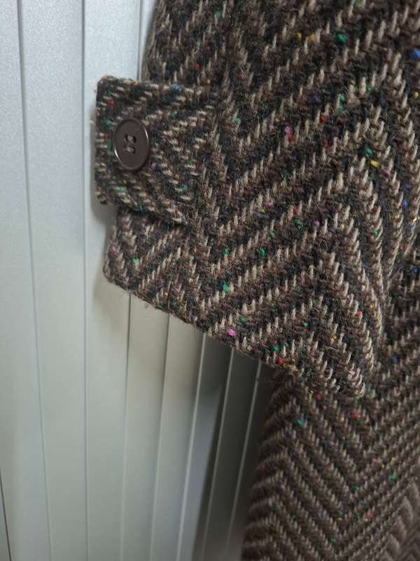 Vintage Chocolate & Mustard Herringbone Ladies Winter Coat - weaved one of a kind