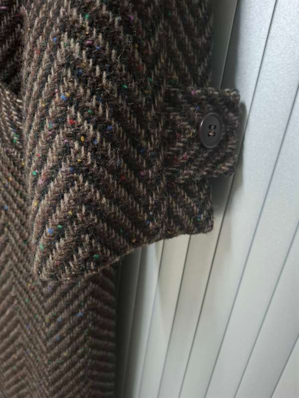 Vintage Chocolate & Mustard Herringbone Ladies Winter Coat - weaved one of a kind