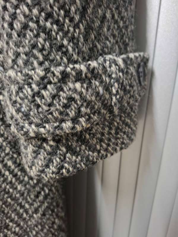Vintage Classic Herringbone Weave Ladies Winter Coat with cuff detail - XL