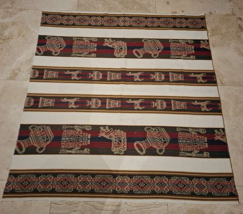 Gorgeous Peruvian Andean Ethnic Woven Fabric Tablecloth - 122cm x 130cm