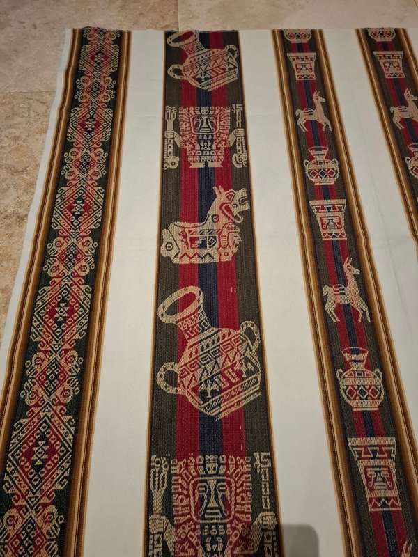 Gorgeous Peruvian Andean Ethnic Woven Fabric Tablecloth - 122cm x 130cm