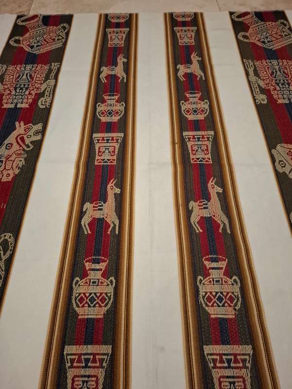 Gorgeous Peruvian Andean Ethnic Woven Fabric Tablecloth - 122cm x 130cm