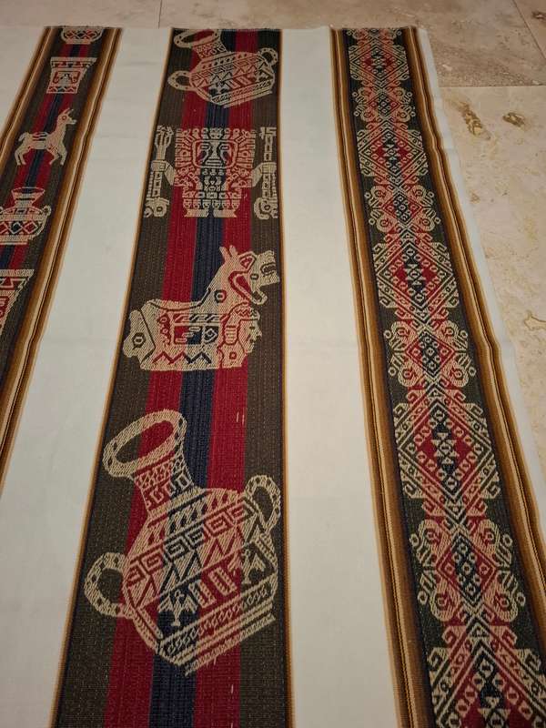 Gorgeous Peruvian Andean Ethnic Woven Fabric Tablecloth - 122cm x 130cm