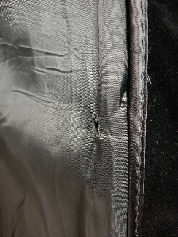 Vintage Wool Coat - Dark Grey with Black Velvet Collar & Cuffs - Size L