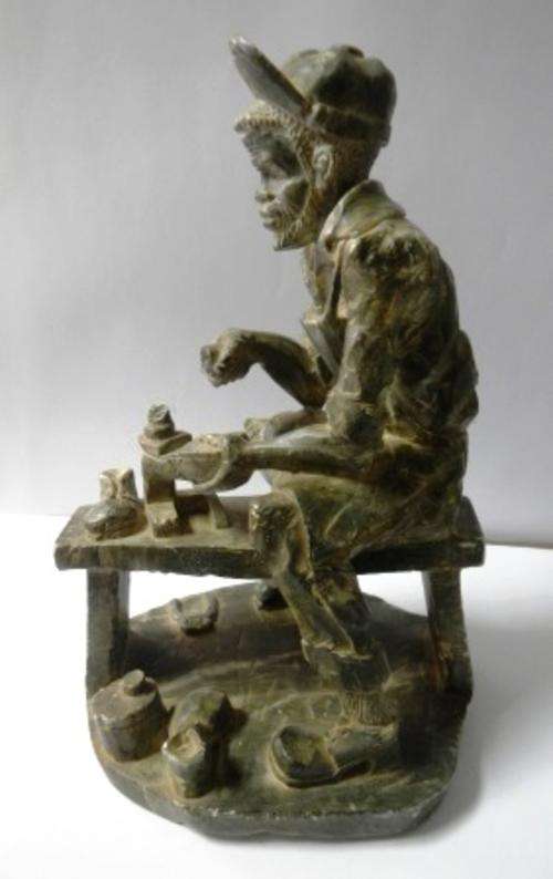Beautiful Soapstone Sculpture of a Working Cobbler