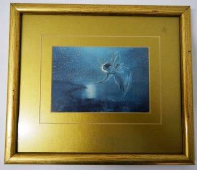 Small Gold Framed Print of Fairy Hovering
