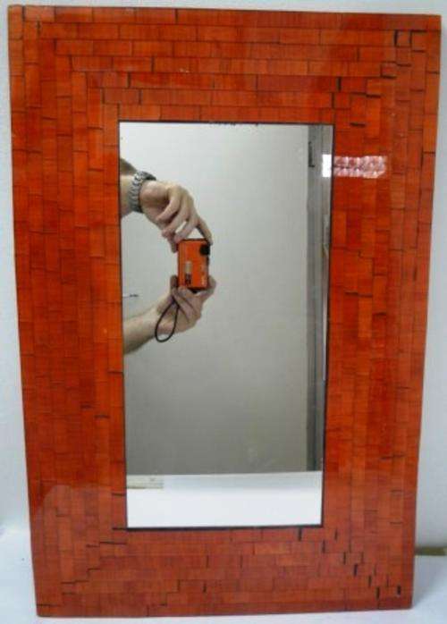 Great Little Burnt Orange Mosaic Framed Mirror