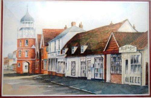 Miniature Watercolour of Street Scene by Ray Figg 1994 - A