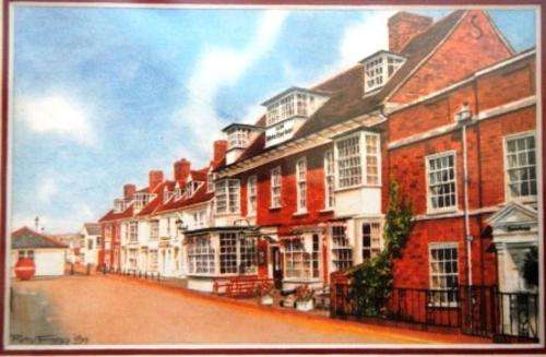 Miniature Watercolour of Street Scene by Ray Figg 1994 - B