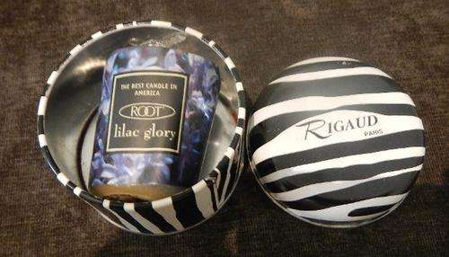 Rare ! Rigaud of Paris Tin with a ROOT Fragrant Candle "Lilac glory"