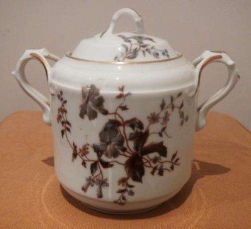 RARE ! Stunning Antique Haviland Porcelain Cookie Jar with a Floral and Gilt Design c.1882-1891