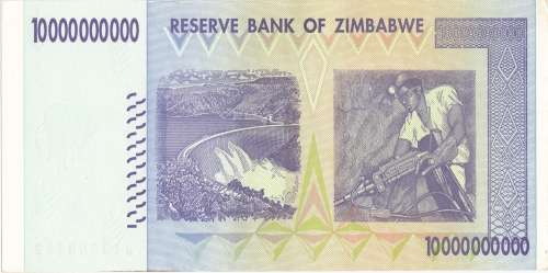 ZIMBABWE -  UNCIRCULATED TEN BILLION DOLLARS NOTE