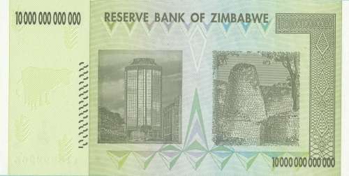 ZIMBABWE -  UNCIRCULATED TEN TRILLION DOLLARS NOTE