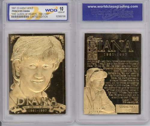 PRINCESS DIANA 23KT GOLD QUEEN OF HEARTS GRADED CARD